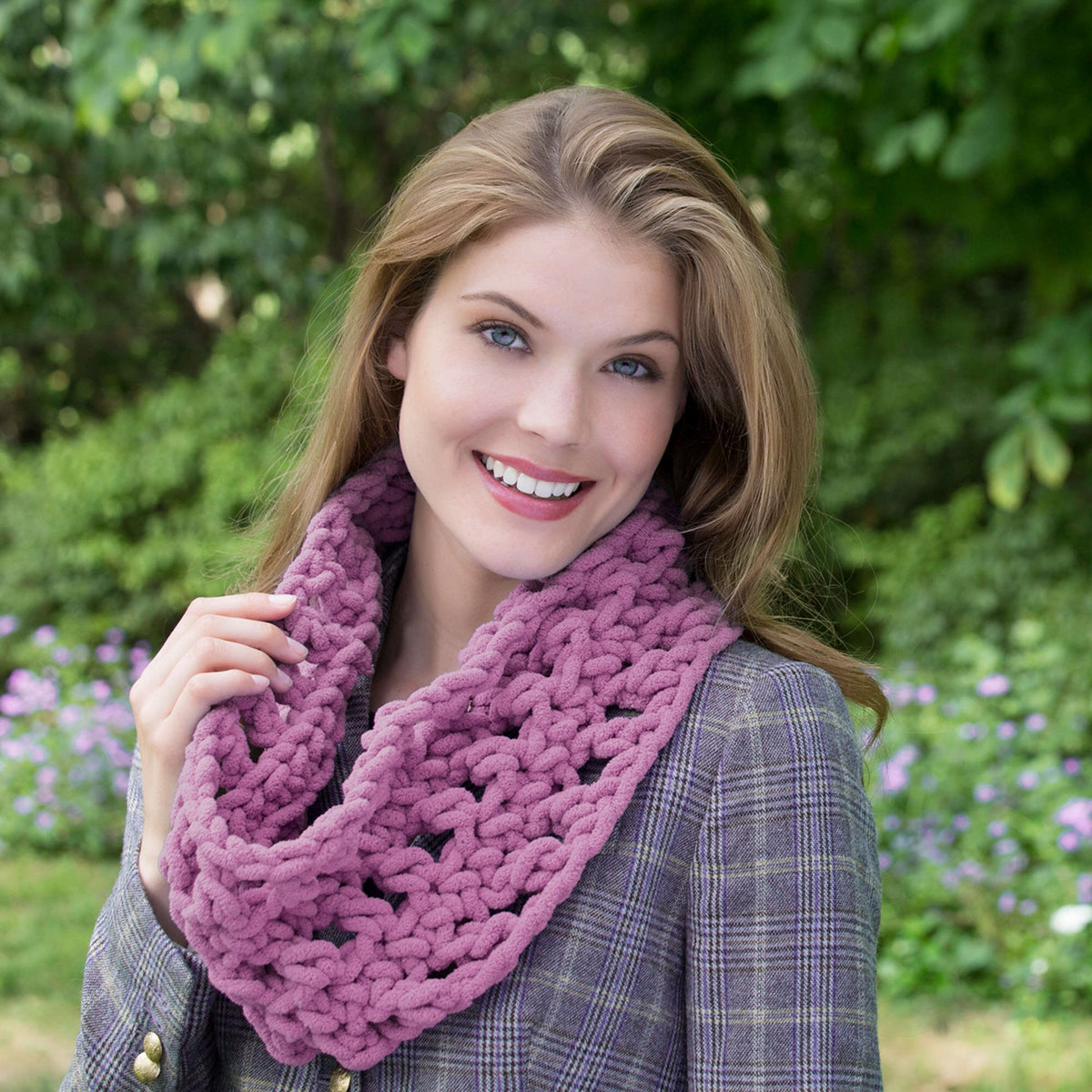 Crochet Cowl made in Red Heart Sweet Yarn