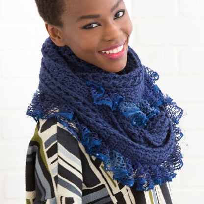 Red Heart Crochet Vortex Ruffled Cowl Crochet Cowl made in Red Heart Soft Yarn