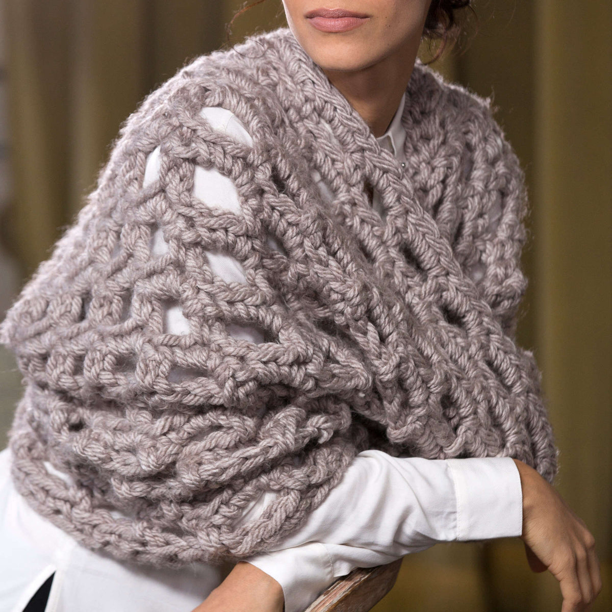Crochet Cowl made in Red Heart Grande Yarn