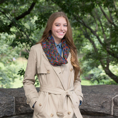 Red Heart Crochet Autumn Breeze Ripple Cowl Crochet Cowl made in Red Heart Heart & Sole Yarn