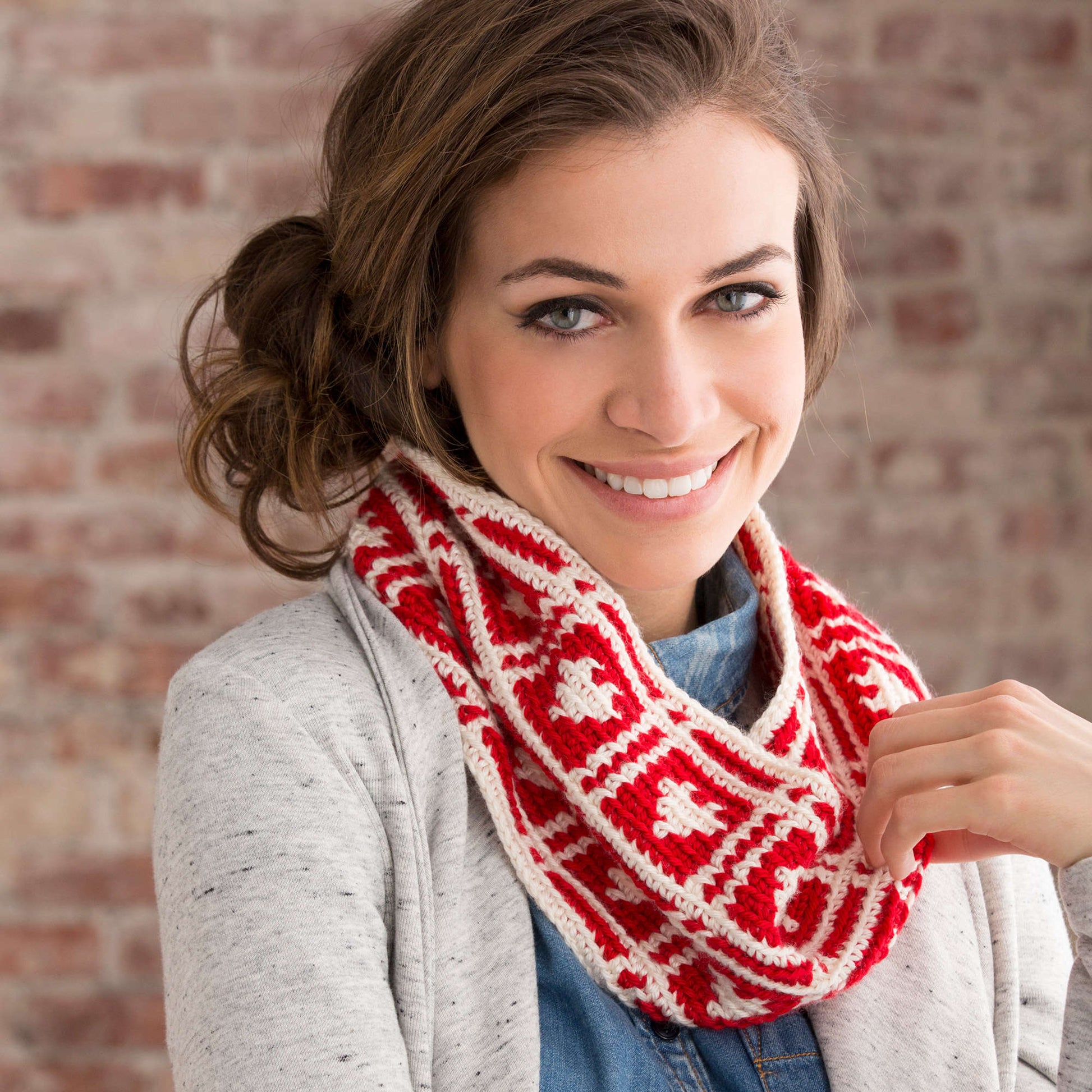 Free Red Heart Hearts Around Cowl Crochet Pattern