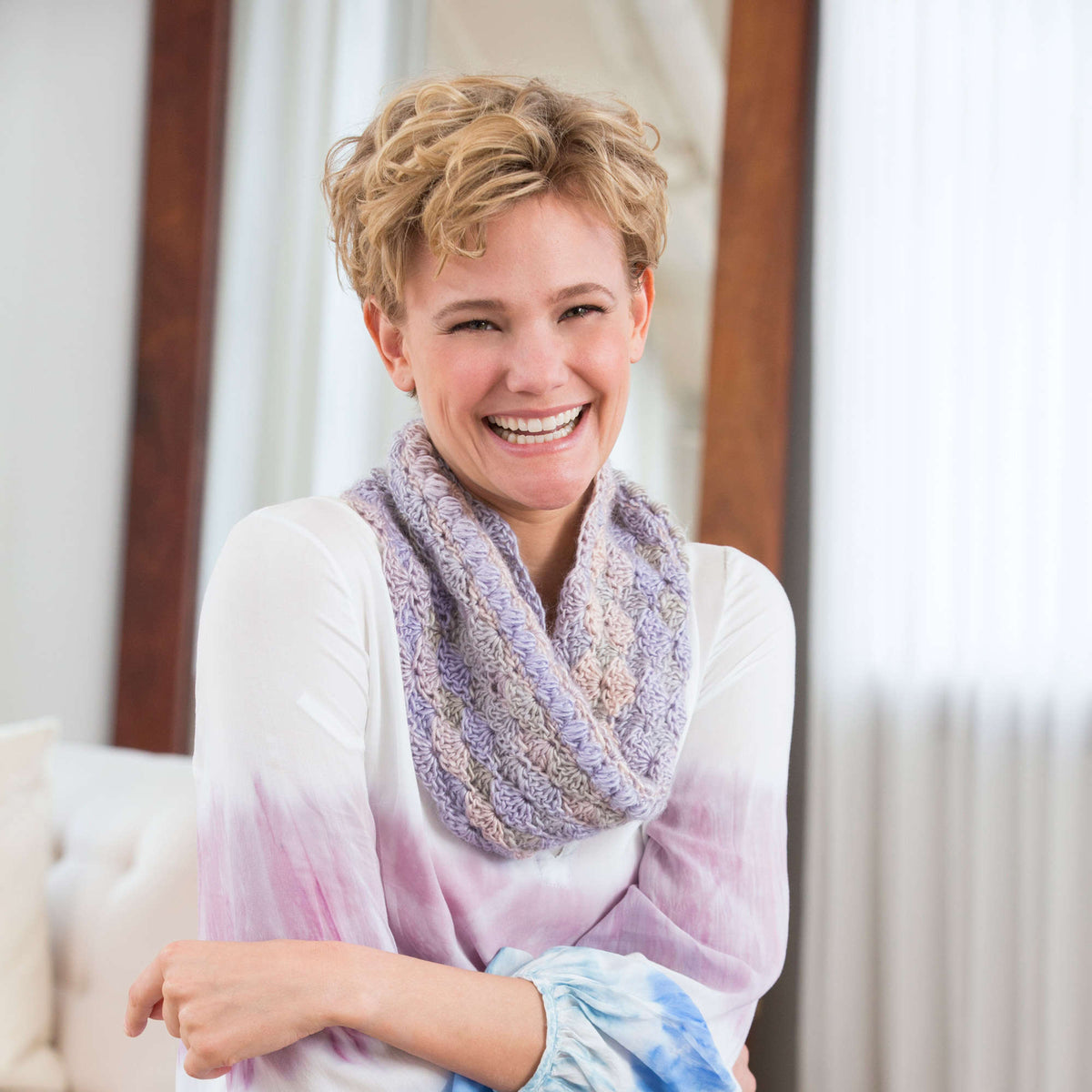 Crochet Cowl made in Red Heart Boutique Yarn