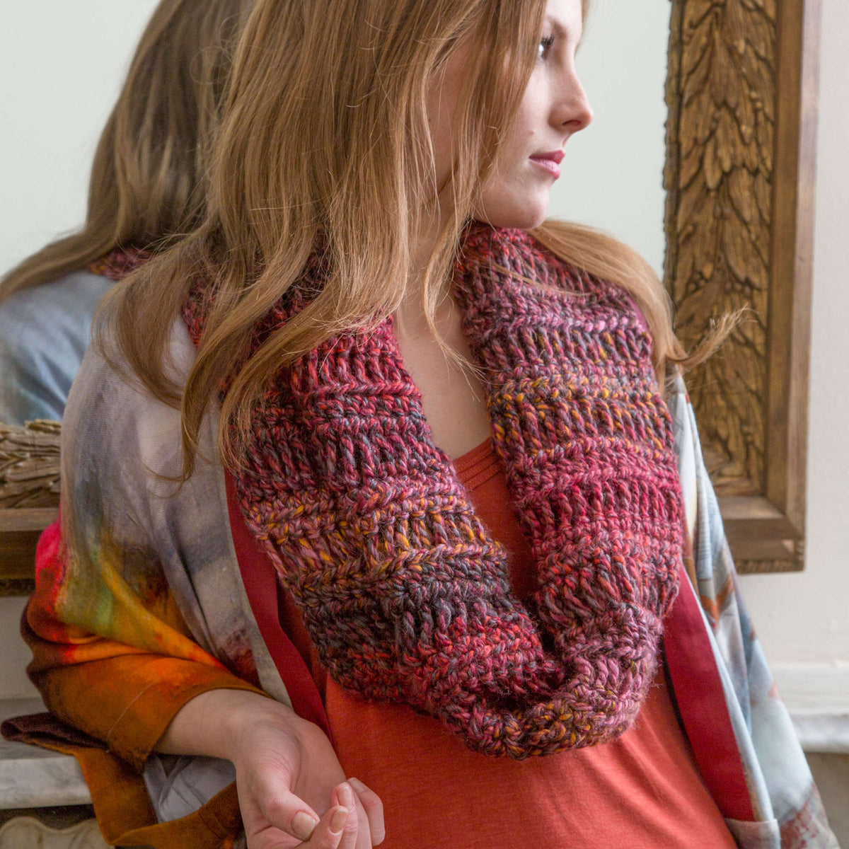 Crochet Cowl made in Red Heart Medley Yarn