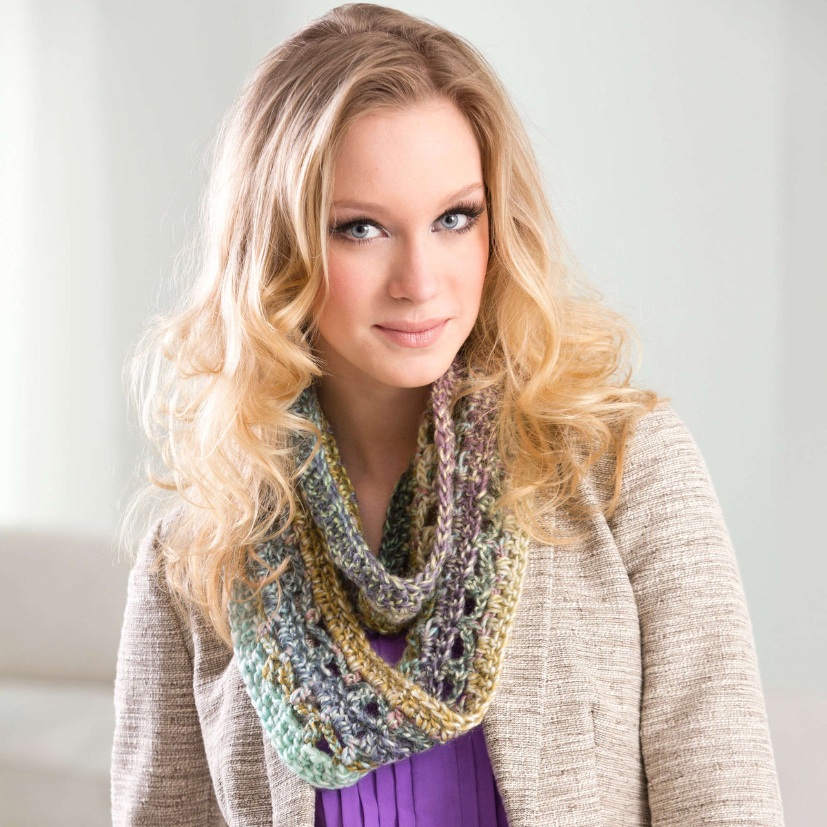 Crochet Cowl made in Red Heart Boutique Yarn