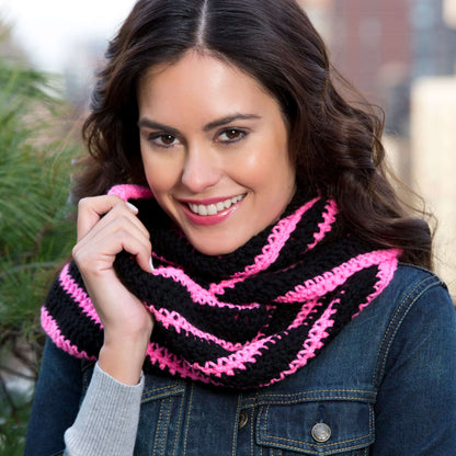 Red Heart Bright Stripes Cowl Crochet Crochet Cowl made in Red Heart Super Saver yarn