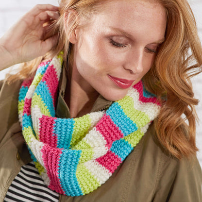 Red Heart Striped Crochet Cowl Crochet Cowl made in Red Heart Super Saver Yarn