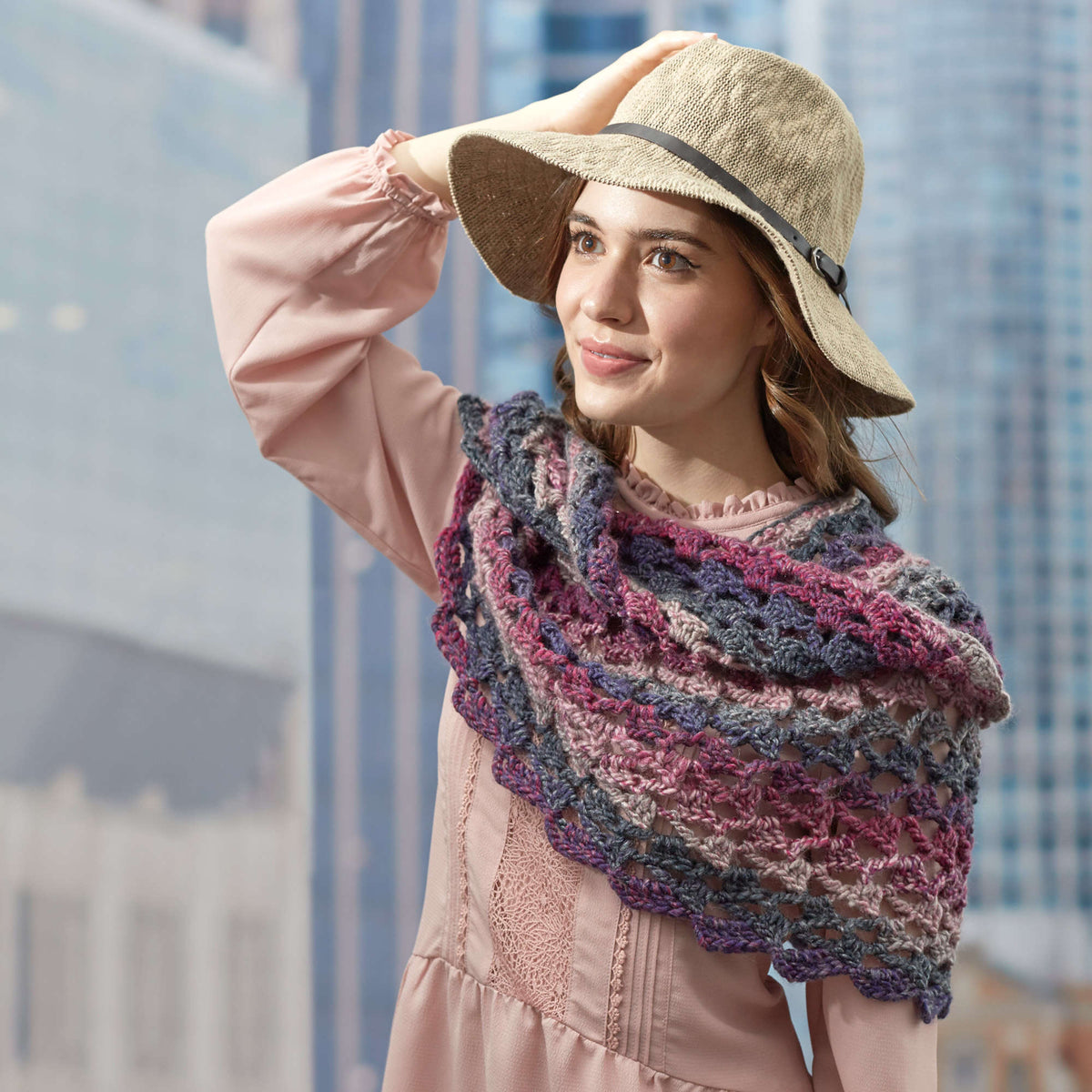 Crochet Cowl made in Red Heart Colorscape Yarn