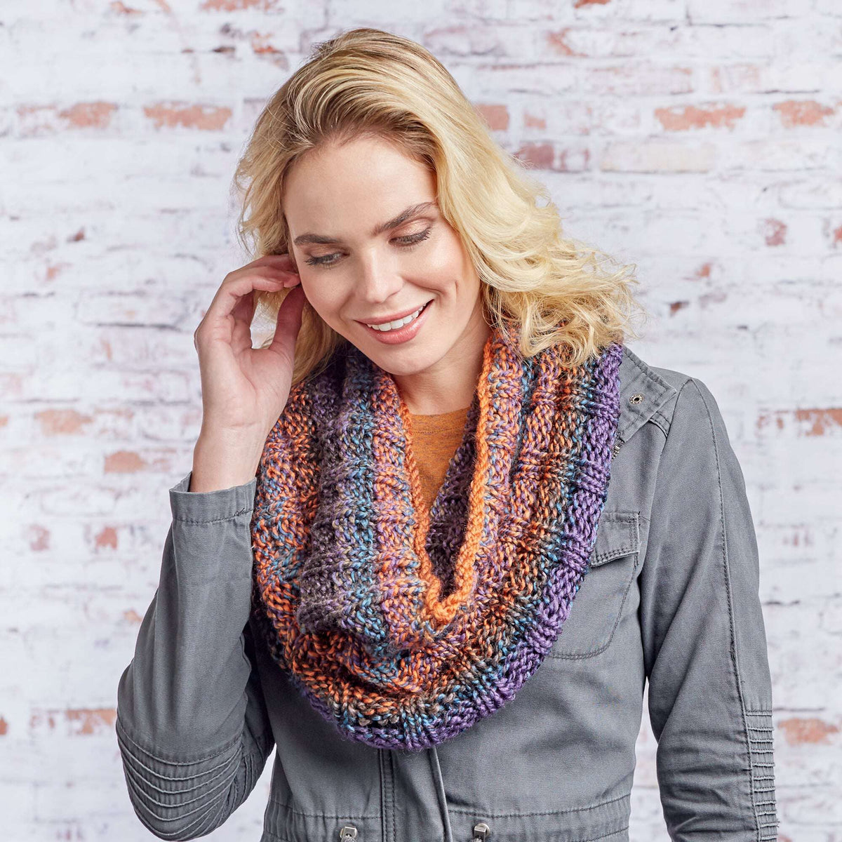 Crochet Cowl made in Red Heart Gemstone Yarn