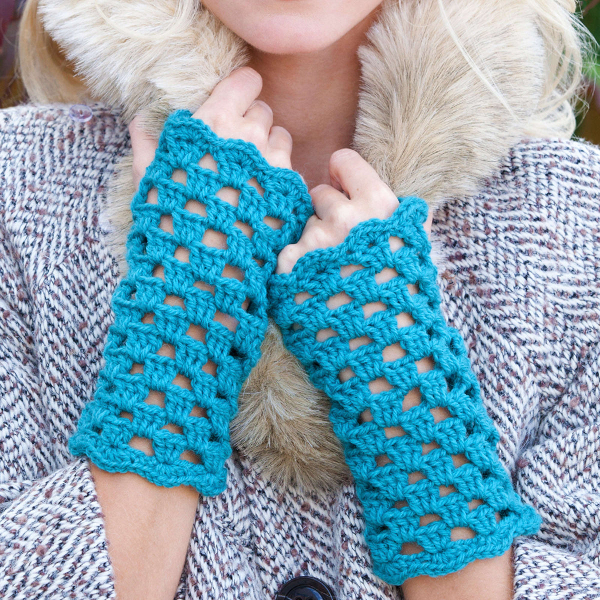 Crochet Mitts made in Red Heart Washable Ewe Yarn