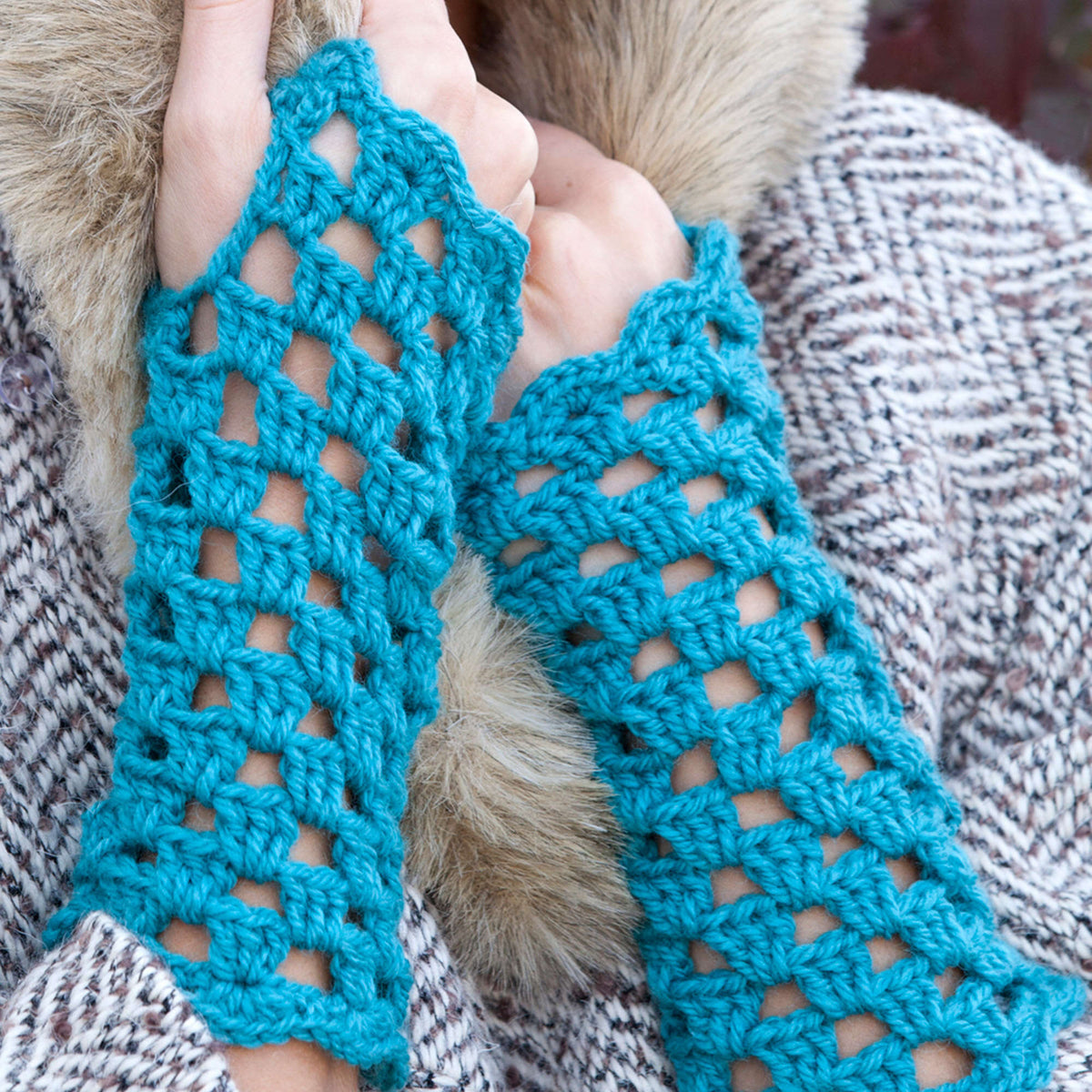 Crochet Mitts made in Red Heart Washable Ewe Yarn