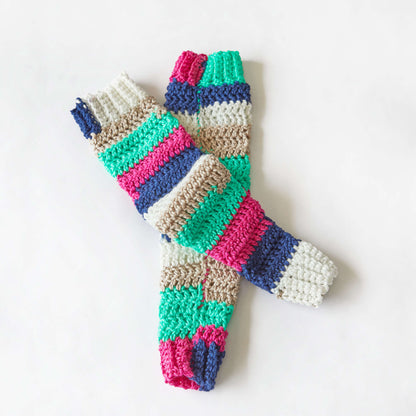 Red Heart Crochet Stripes Arm Warmers Crochet Warmers made in Red Heart Super Saver Yarn