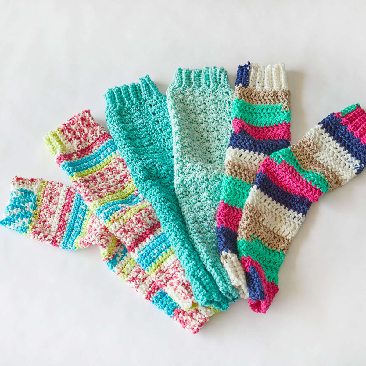 Crochet Warmers made in Red Heart Super Saver Ombre Yarn