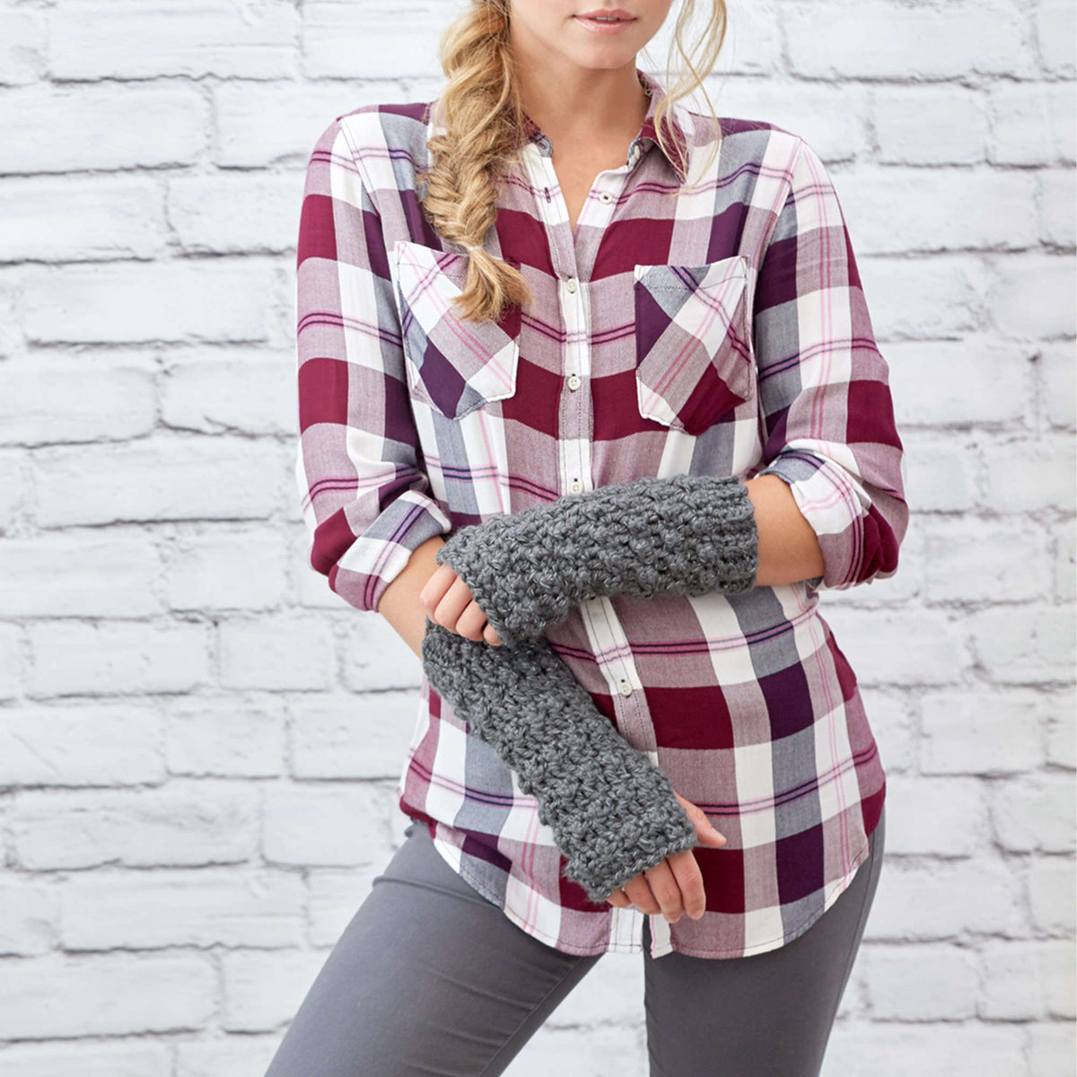 Crochet Wristers made in Red Heart Reflective Yarn