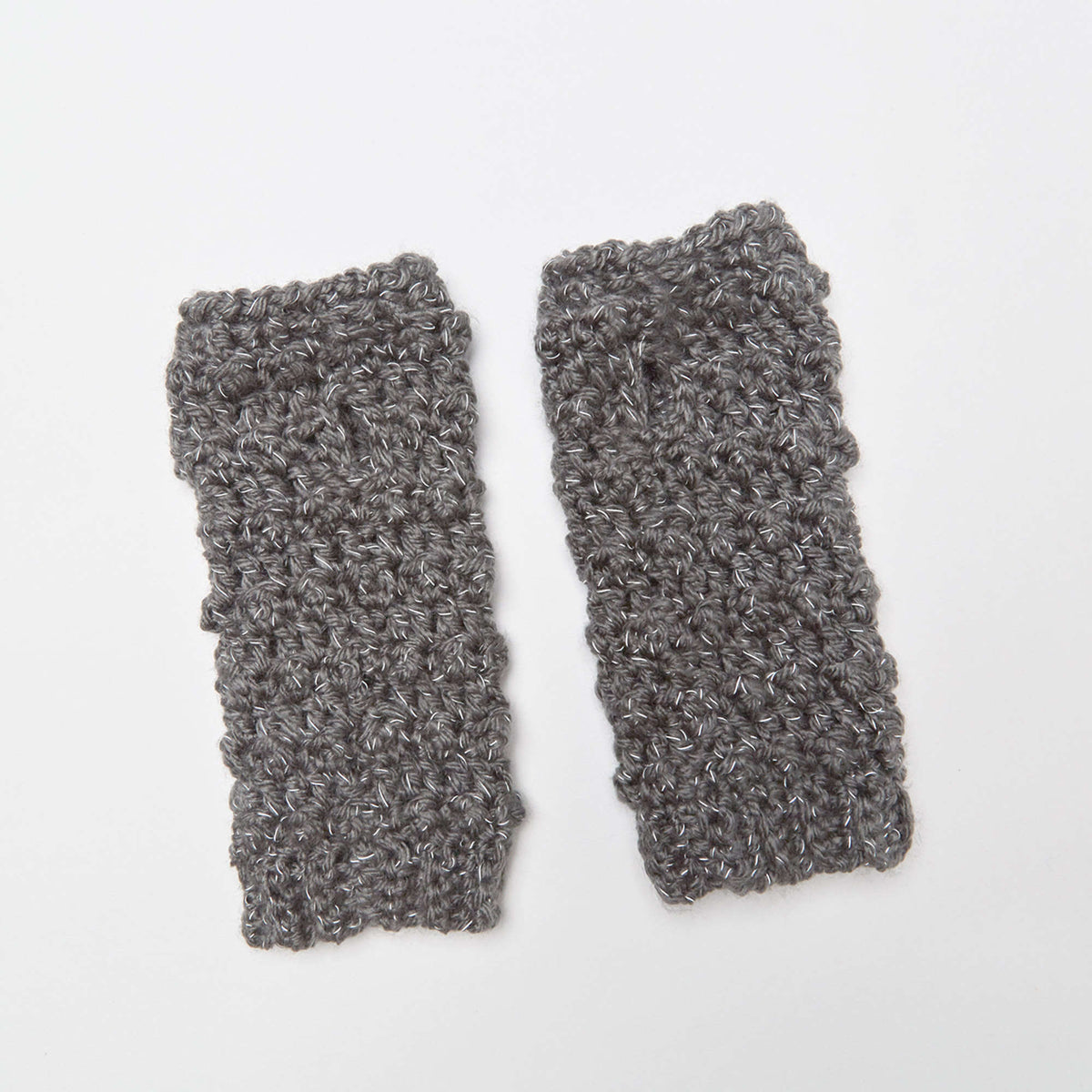 Crochet Wristers made in Red Heart Reflective Yarn