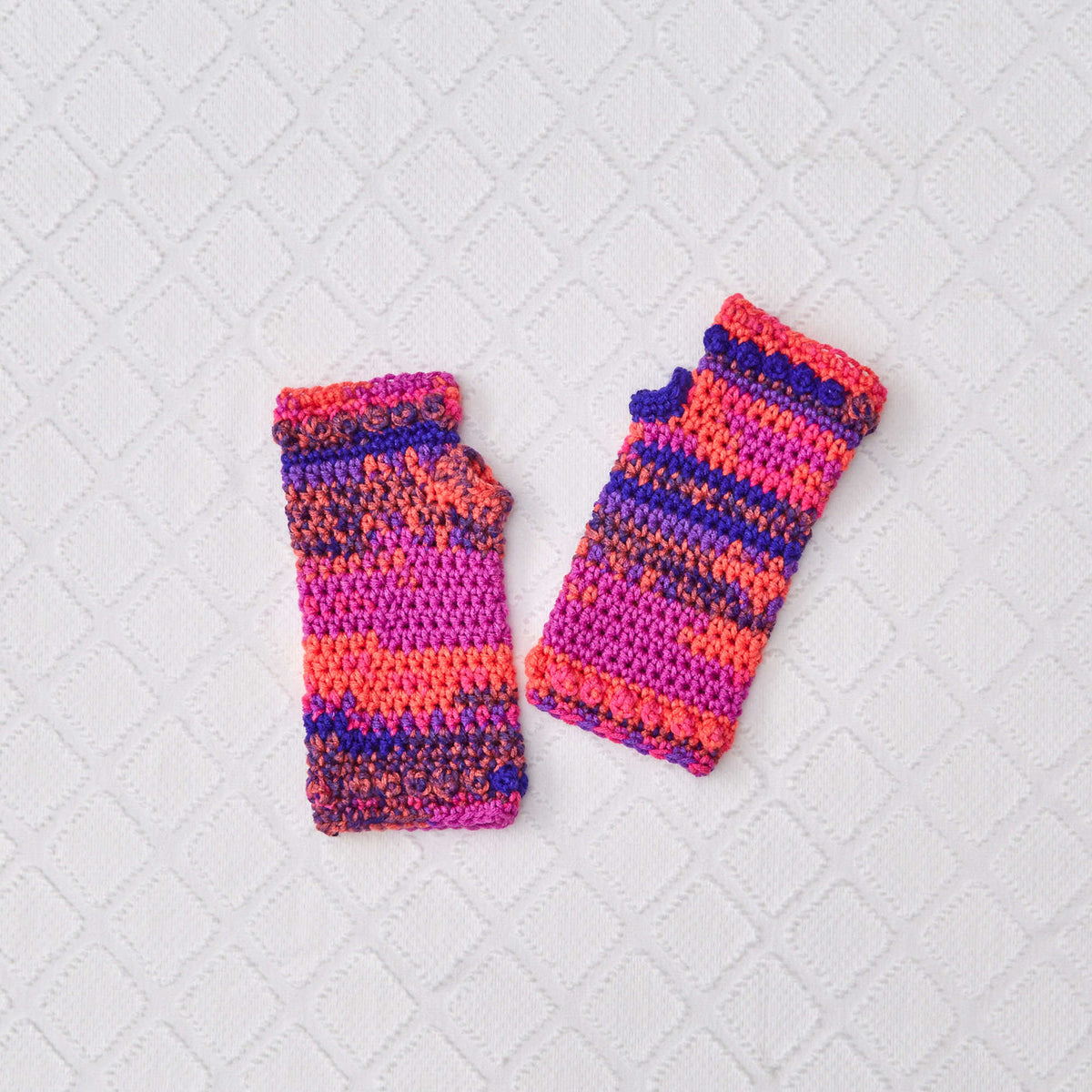Crochet Wristers made in Red Heart Super Saver Fair Isle Yarn