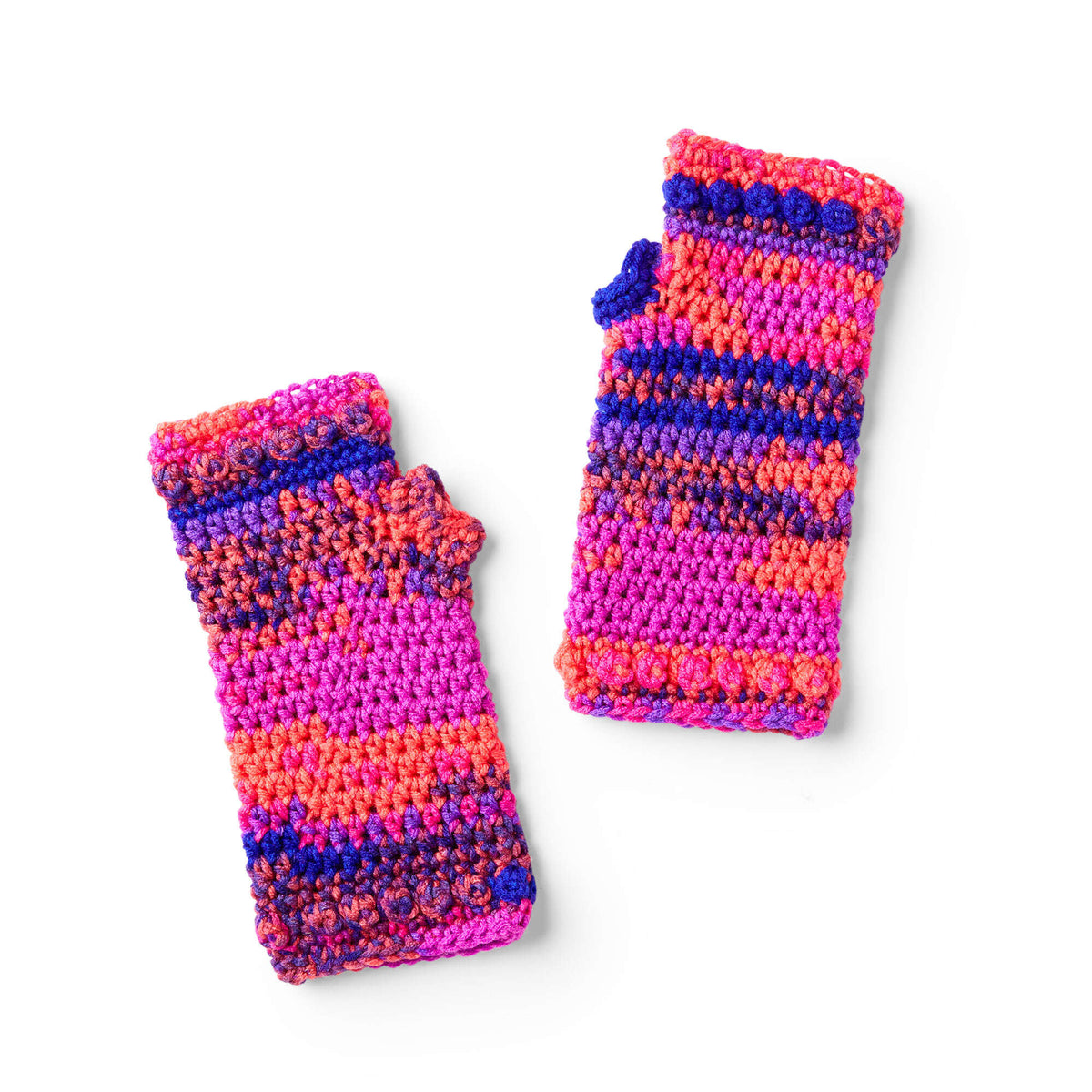 Crochet Wristers made in Red Heart Super Saver Fair Isle Yarn
