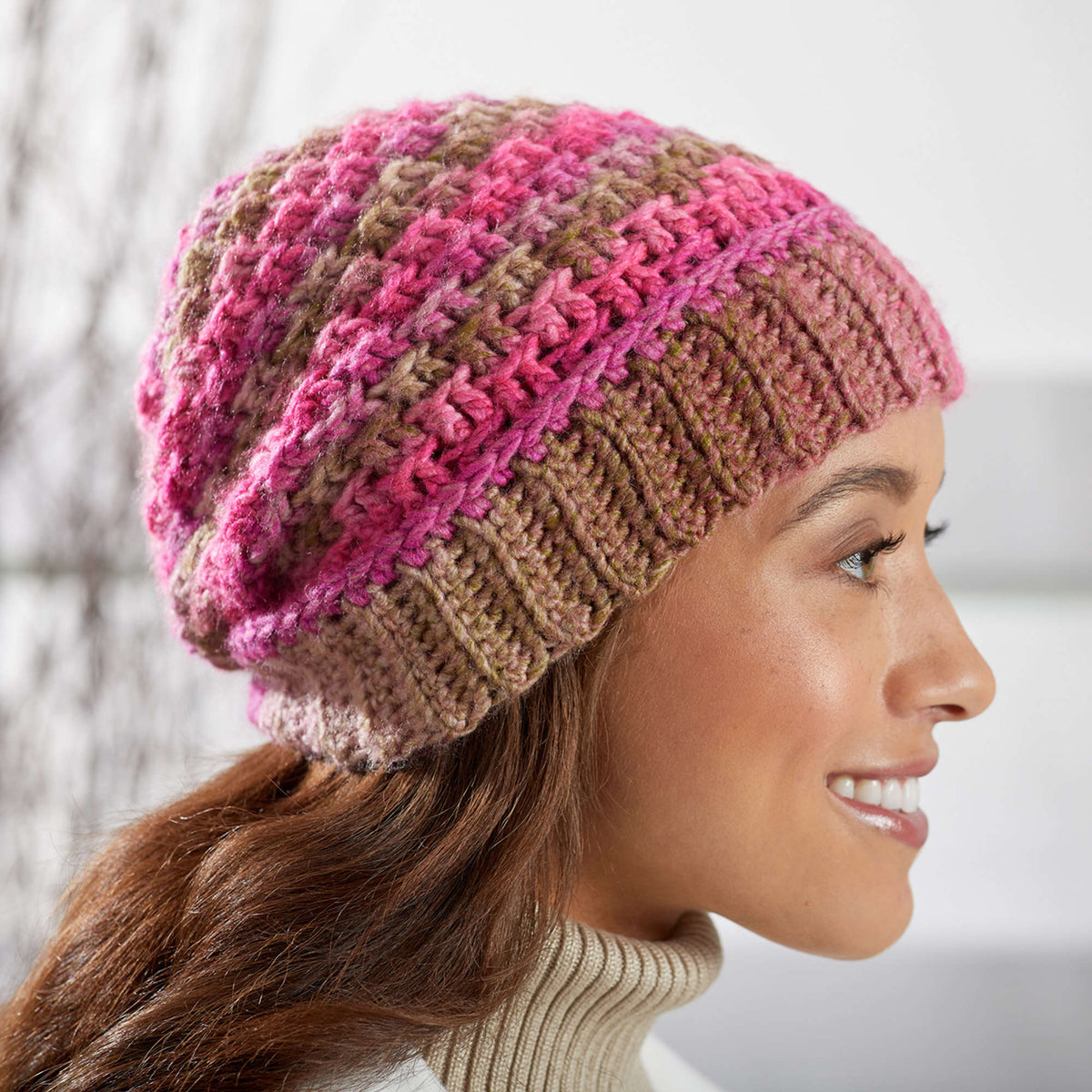 Crochet Beanie made in Red Heart Colorscape Yarn