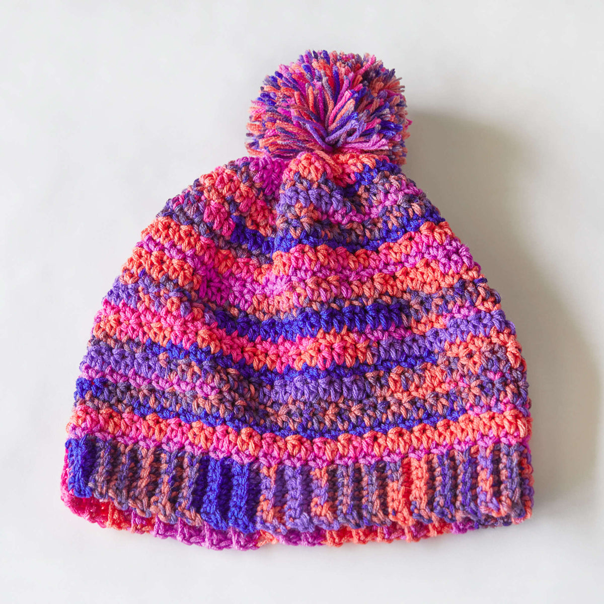 Crochet Hat made in Red Heart Super Saver Fair Isle Yarn