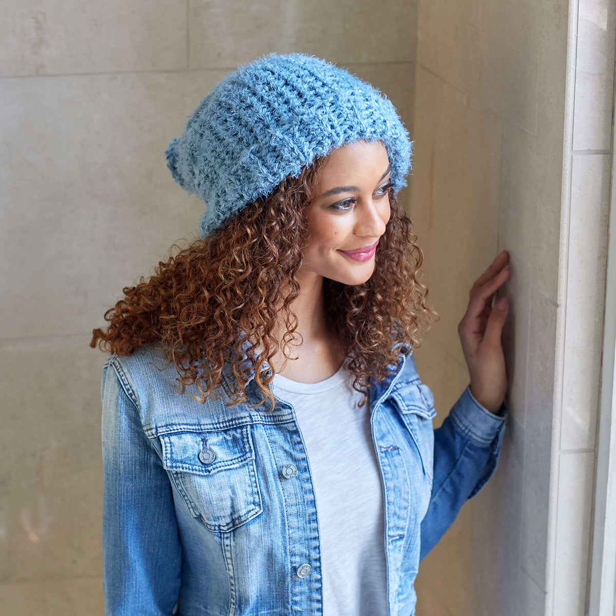 Crochet Hat made in Red Heart Hygge Yarn