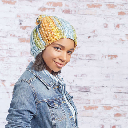 Red Heart Crochet Big Pom Slouchy Hat Crochet Hat made in Red Heart Hopscotch Yarn