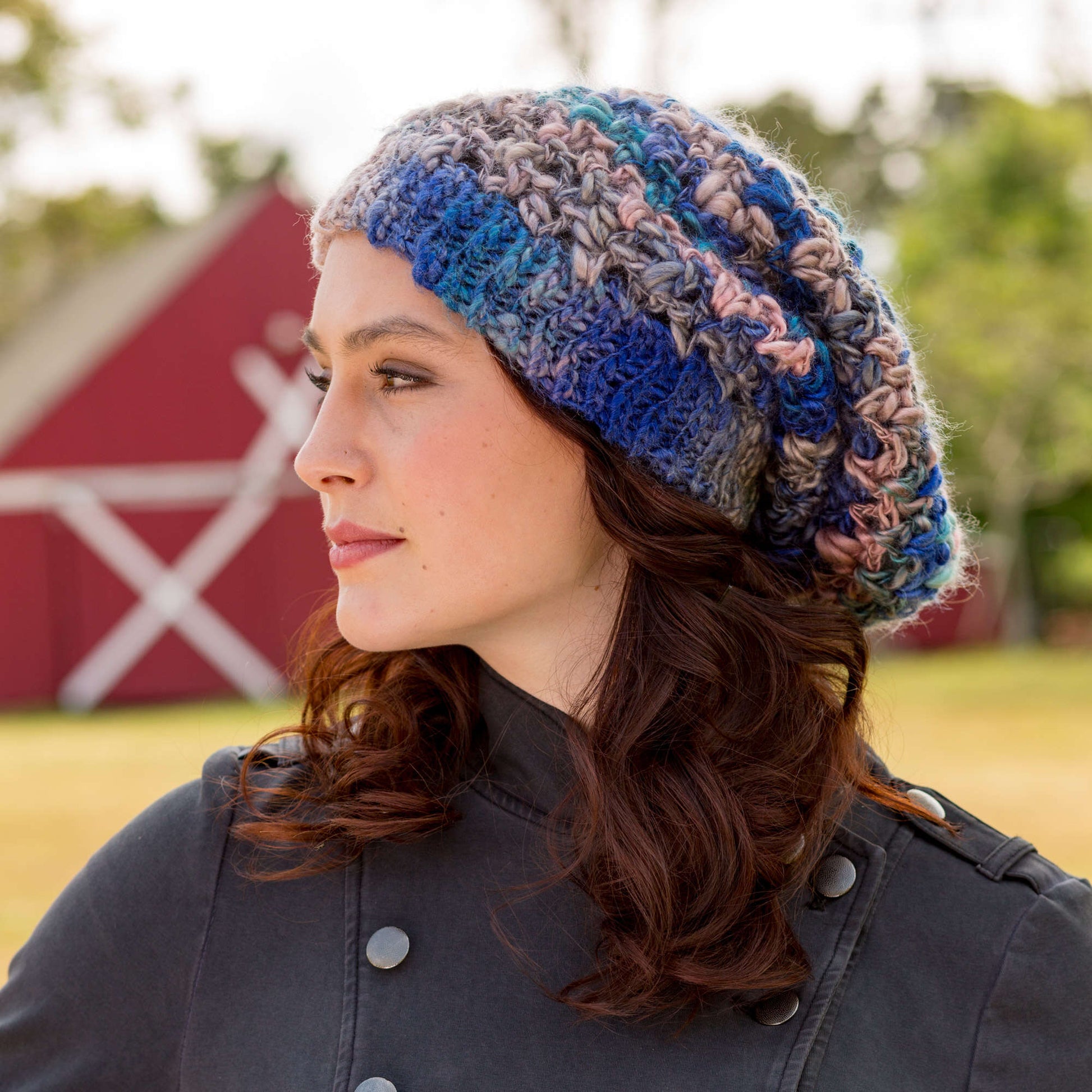 Free Red Heart Crochet Charming Slouchy Hat Pattern