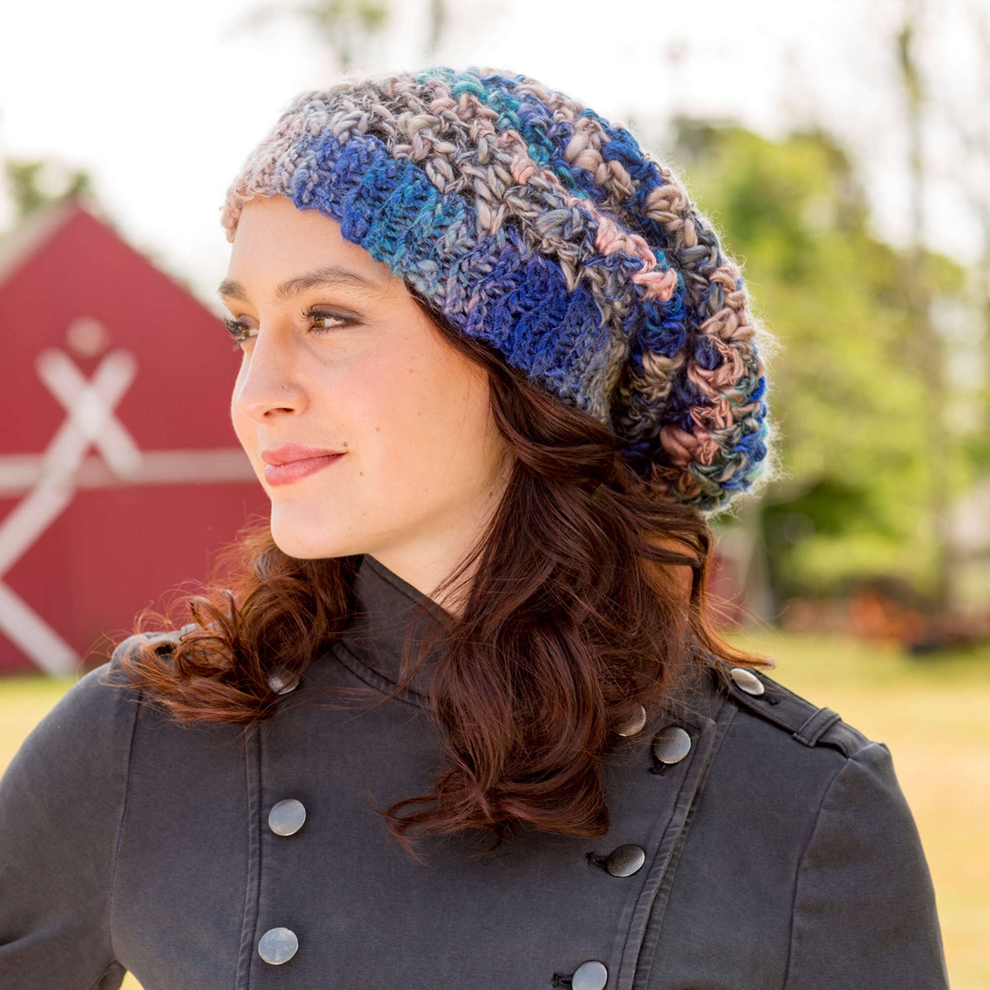 Free Red Heart Crochet Charming Slouchy Hat Pattern