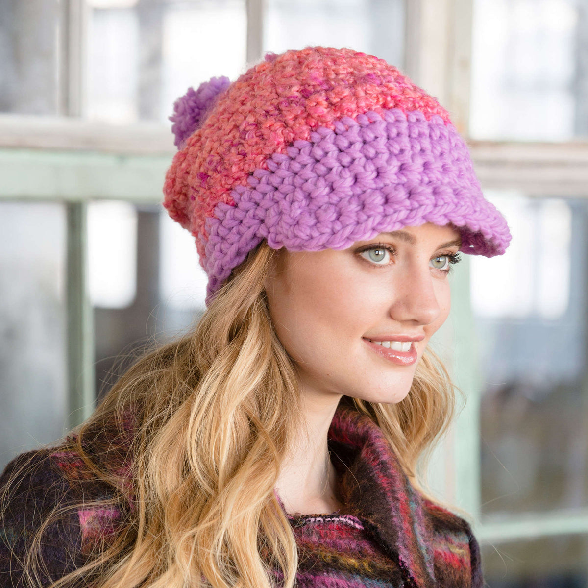 Crochet Hat made in Red Heart Mixology Swirl Yarn