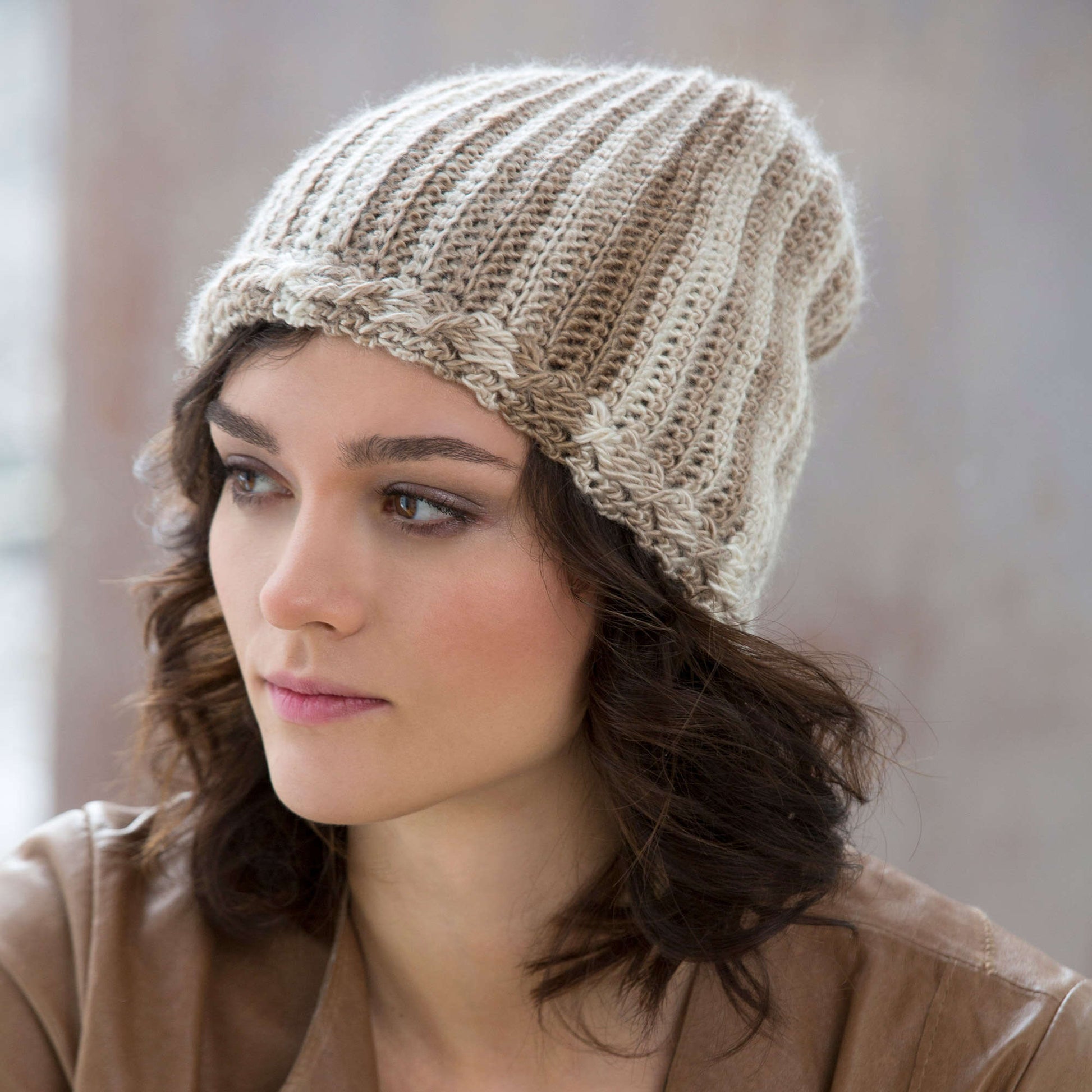 Free Red Heart Cable & Rib Slouchy Hat Crochet Pattern