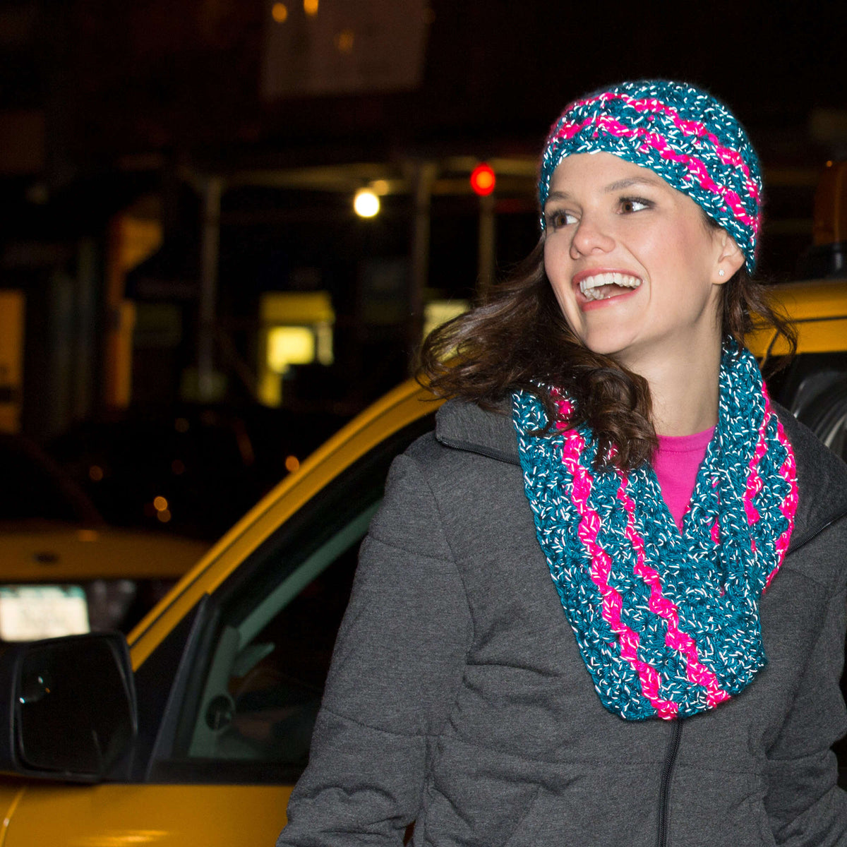 Crochet Beanie made in Red Heart Reflective Yarn