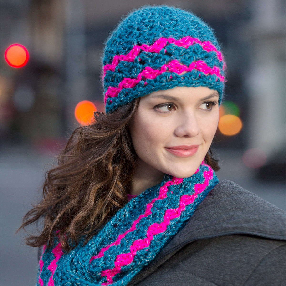 Crochet Beanie made in Red Heart Reflective Yarn