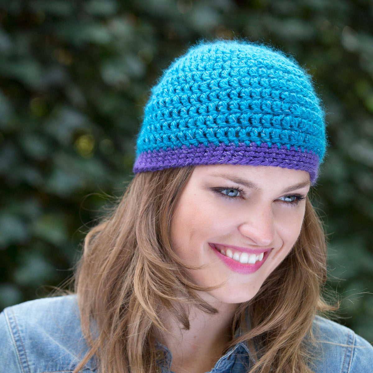 Crochet Hat made in Red Heart Reflective Yarn