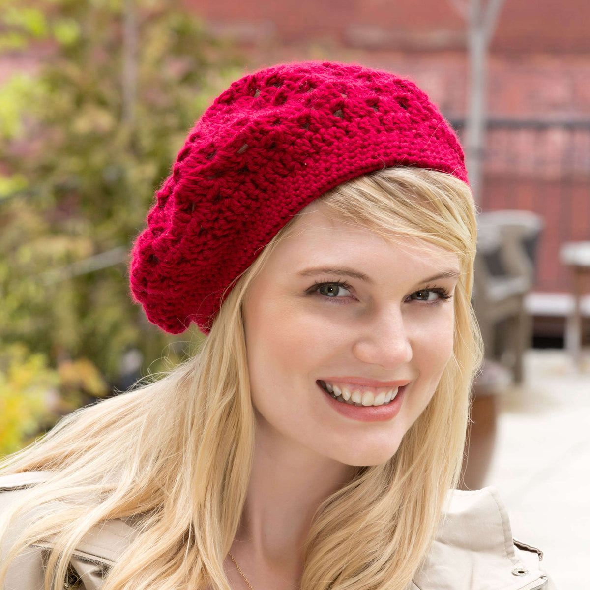 Crochet Beret made in Red Heart Soft Yarn