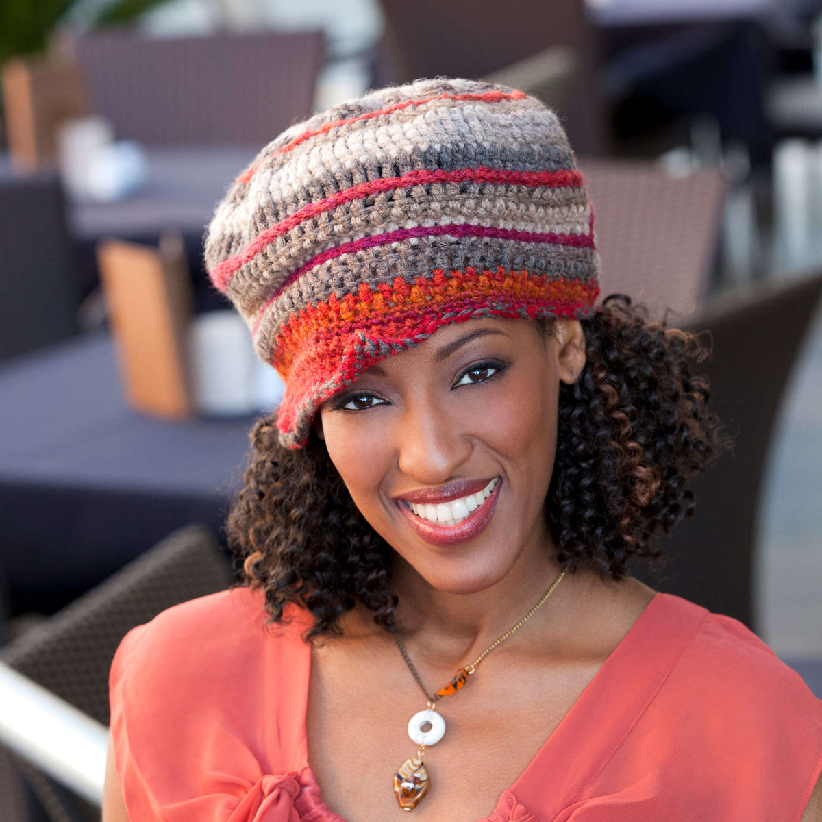 Crochet Hat made in Red Heart Boutique Yarn