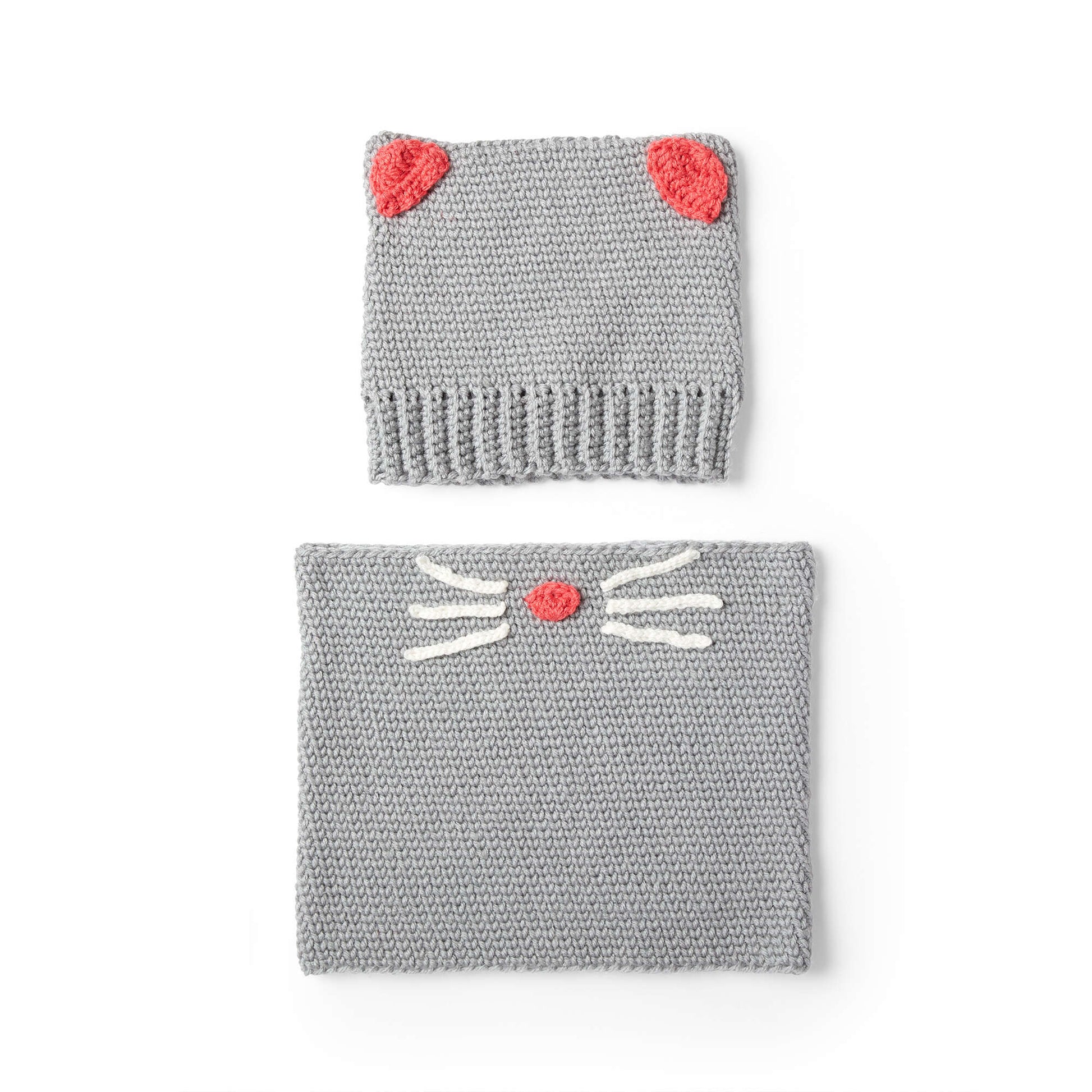 Free Red Heart Crochet Kitty Hat & Cowl Pattern