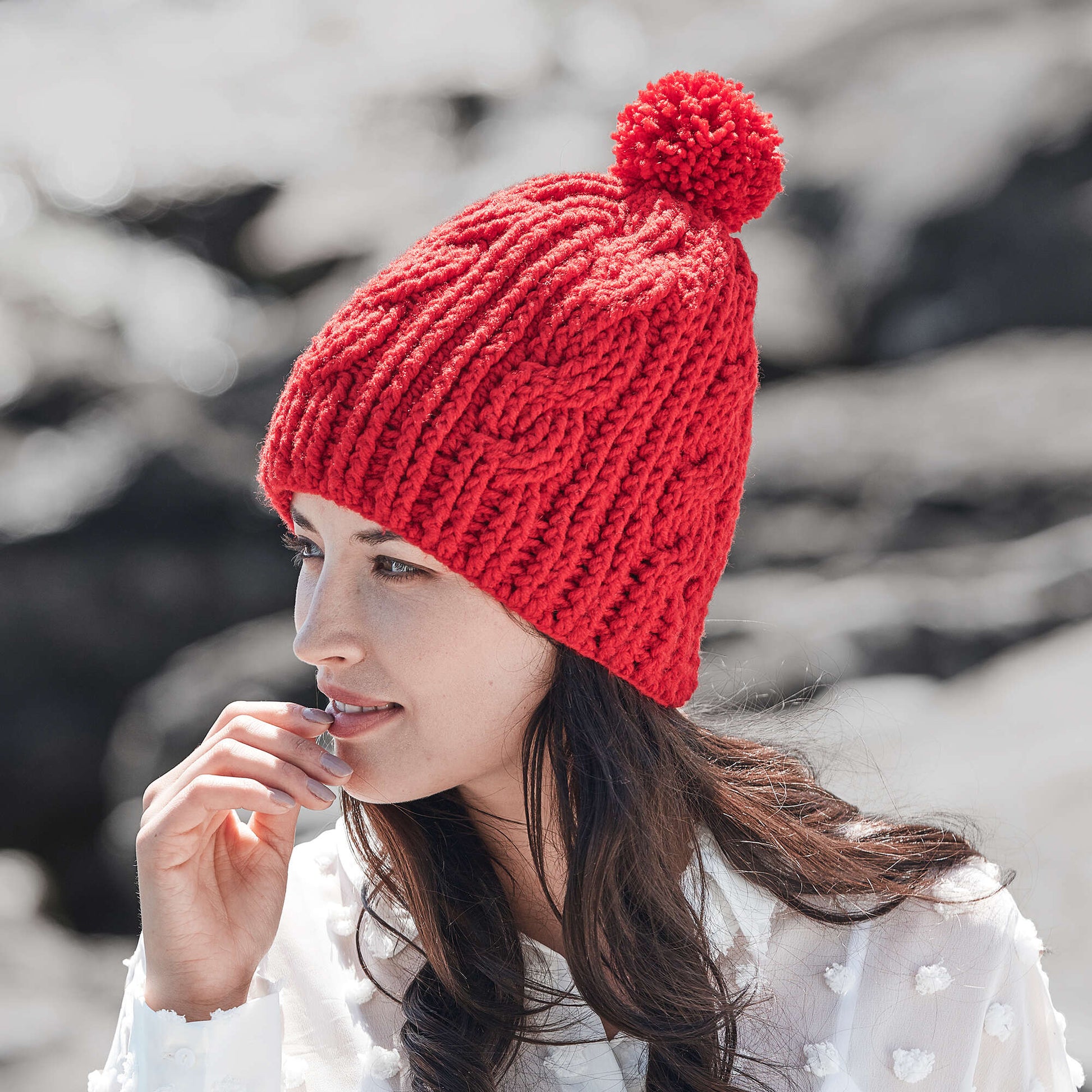 Free Red Heart Crochet Cable Rib Hat Pattern