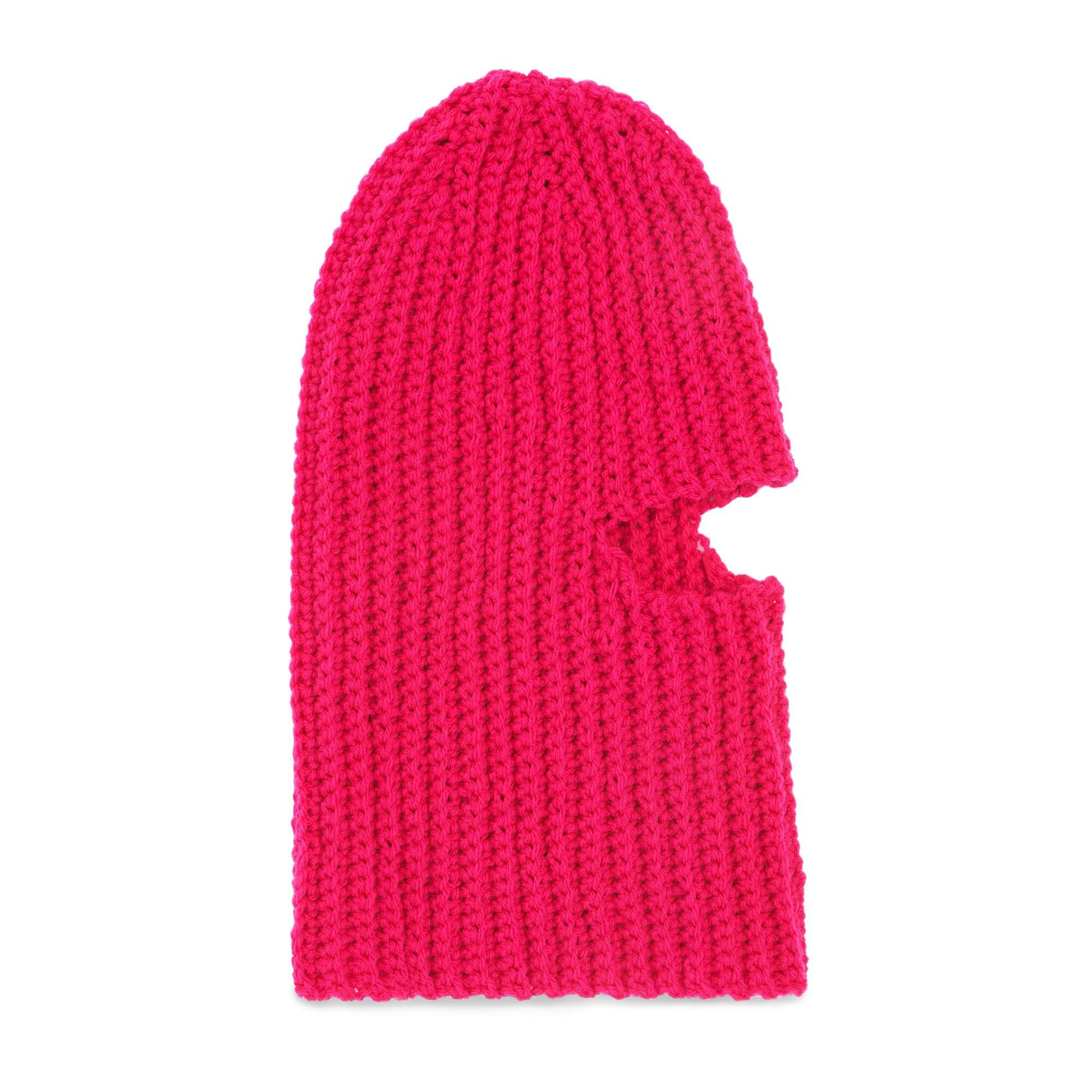 Free Red Heart Crochet Ribbed Balaclava For Adults Pattern