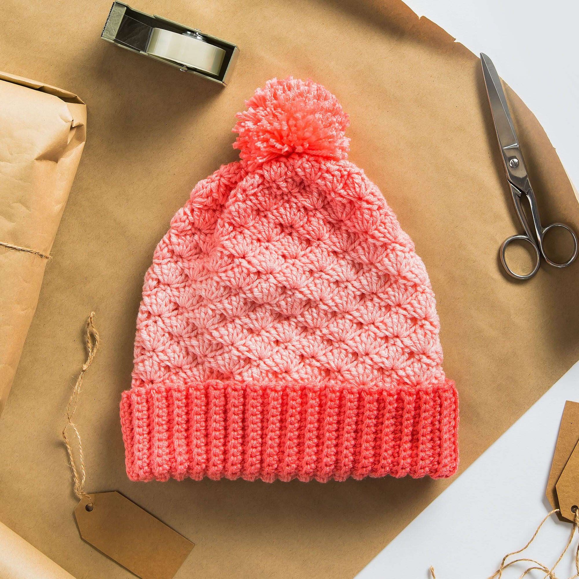 Free Easy Red Heart Shell Stitch Basic Hat Crochet Pattern