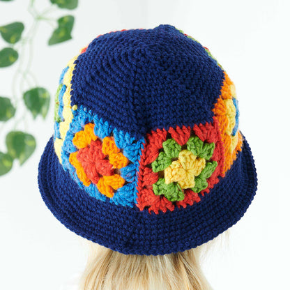Red Heart Crochet Granny Bucket Hat Single Size