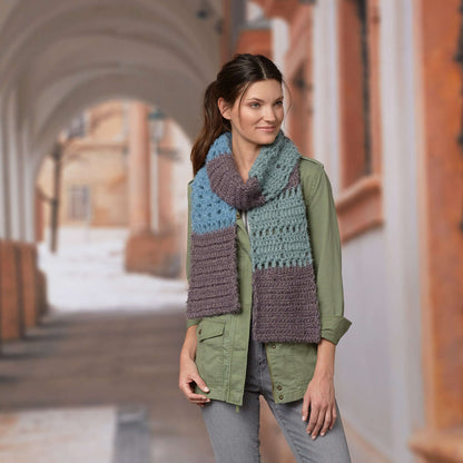 Red Heart Color-Block Crochet Scarf Crochet Scarf made in Red Heart Hygge Yarn