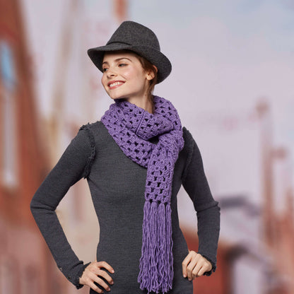 Red Heart Easy Granny Square Scarf Crochet Scarf made in Red Heart With Love Yarn