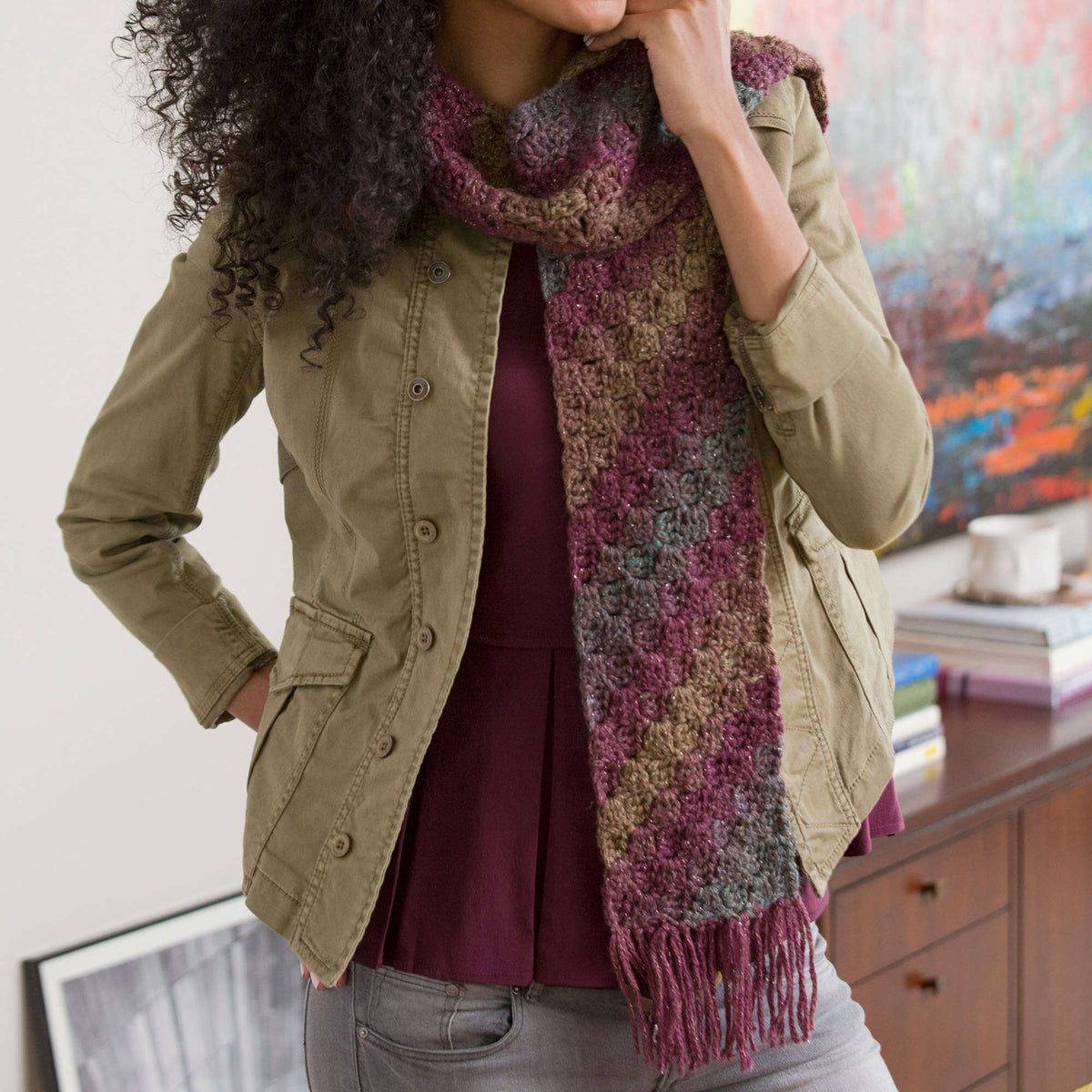 Crochet Scarf made in Red Heart Boutique Yarn