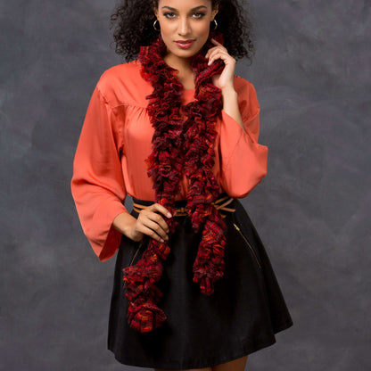 Red Heart Crochet Simone's Ruffle Scarf Crochet Scarf made in Red Heart Boutique Yarn