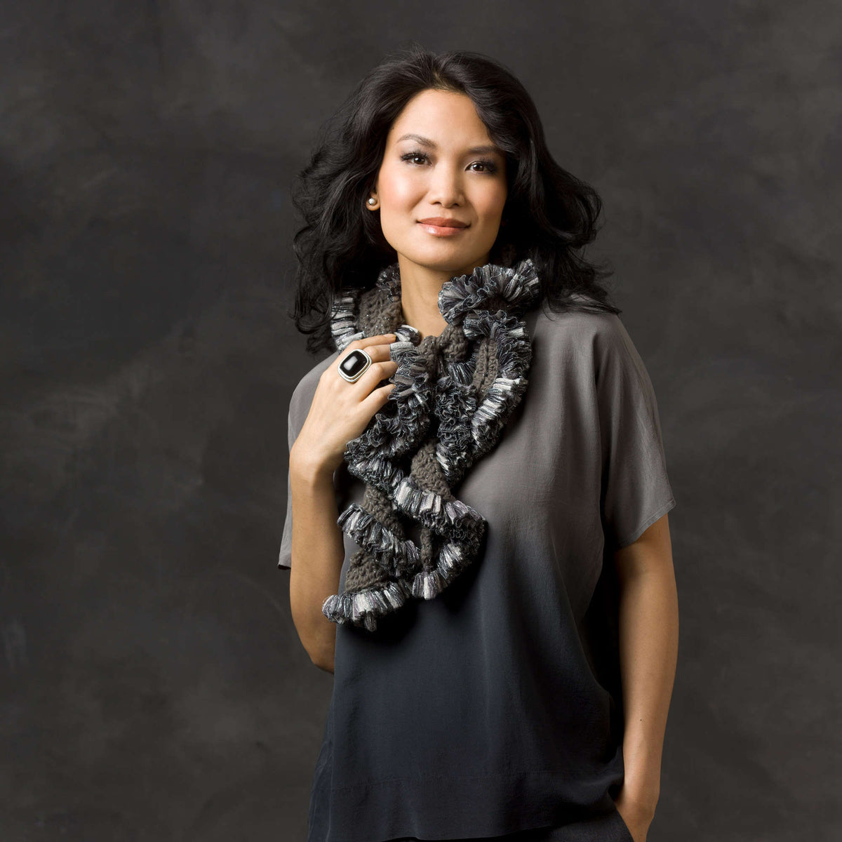 Crochet Scarf made in Red Heart Shimmer Yarn