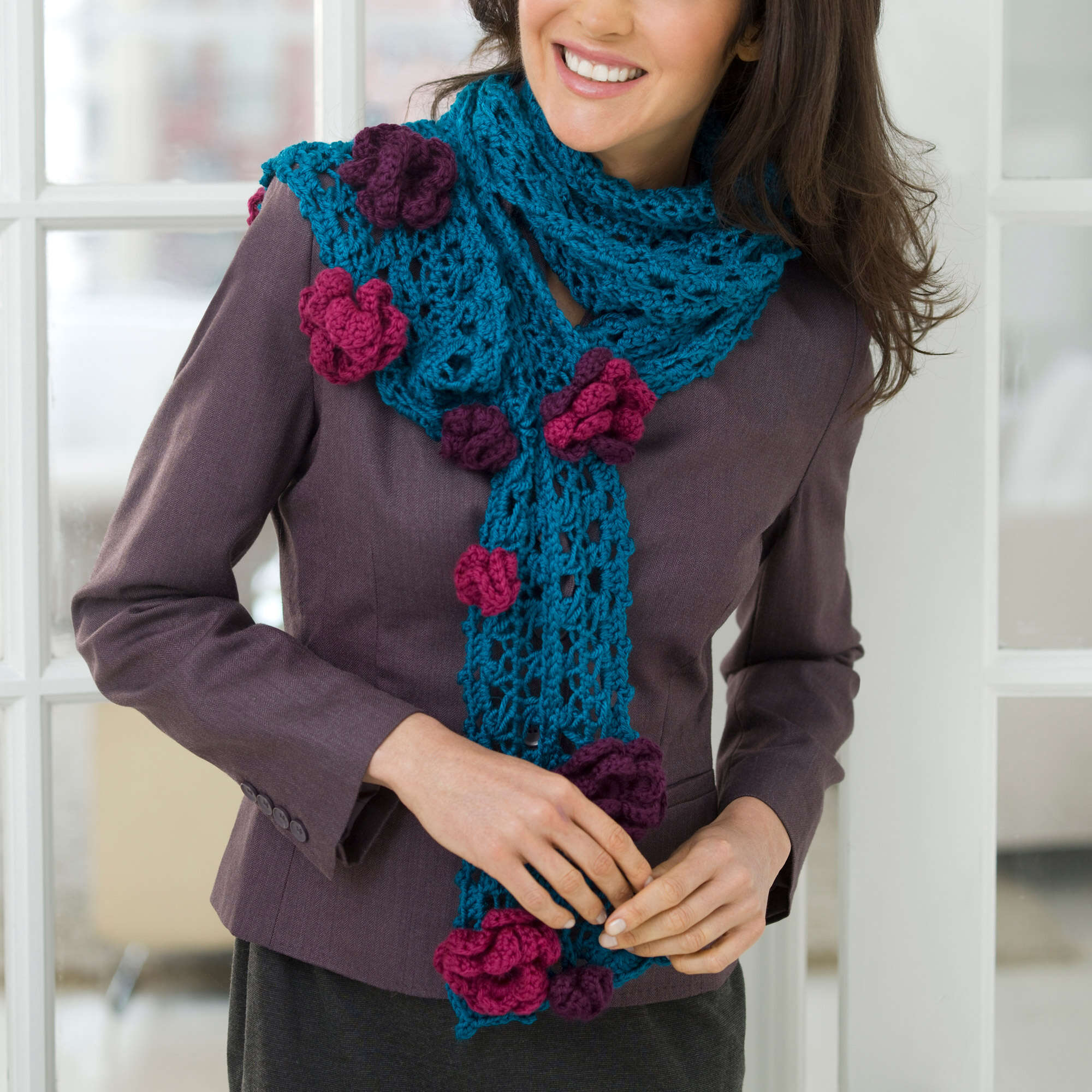 Crochet Flower Scarf Pattern
