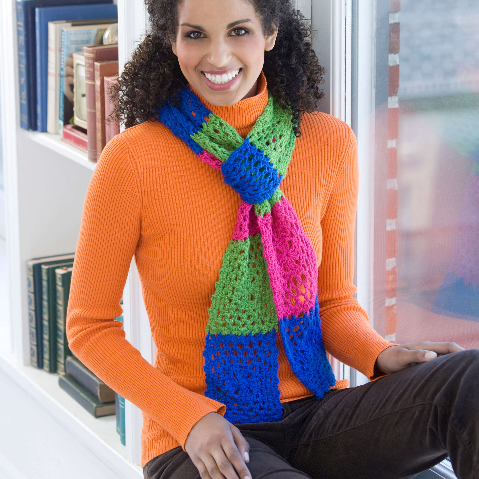 Free Red Heart Shimmer Granny Scarf Crochet Pattern | Yarnspirations