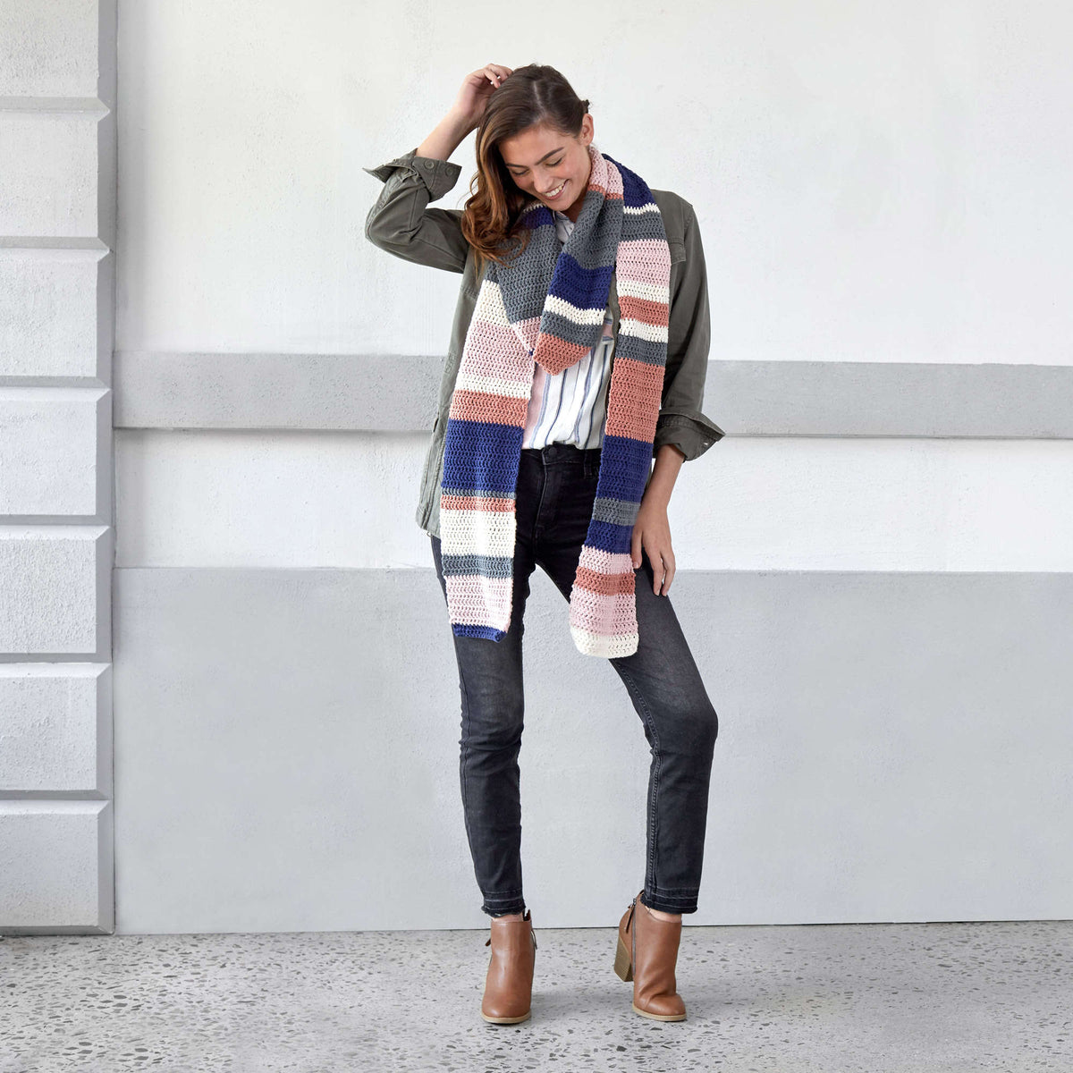 Crochet Scarf made in Red Heart Amore Yarn