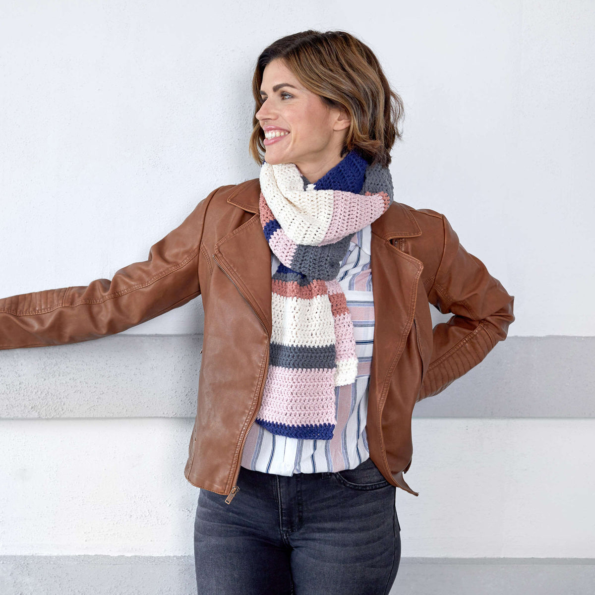 Crochet Scarf made in Red Heart Amore Yarn