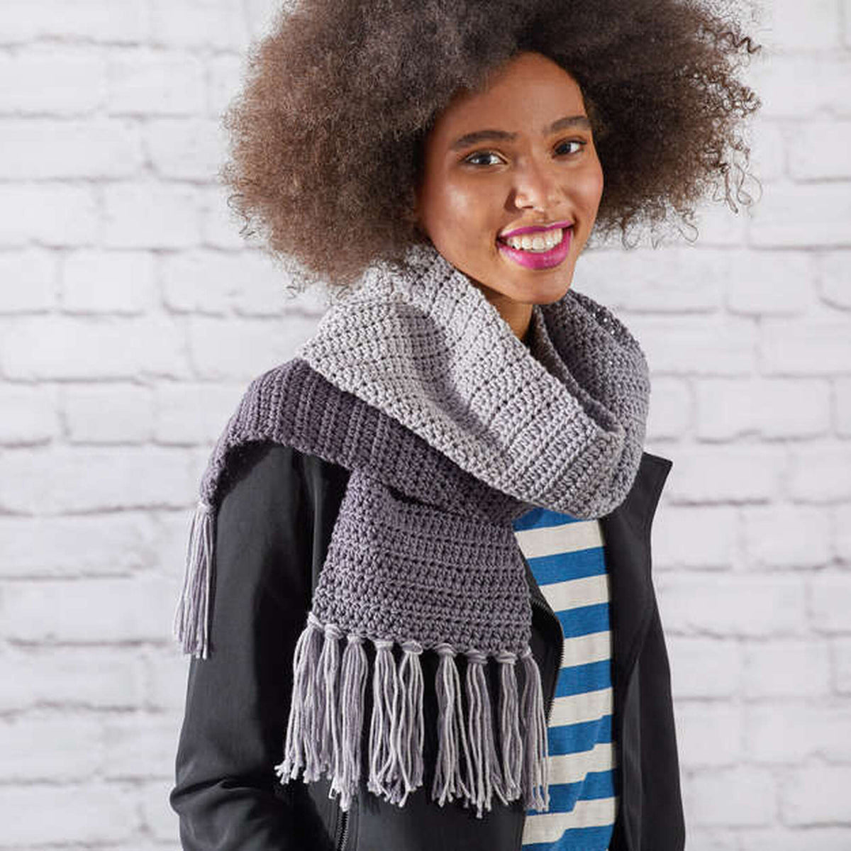 Crochet Scarf made in Red Heart Super Saver Ombre Yarn