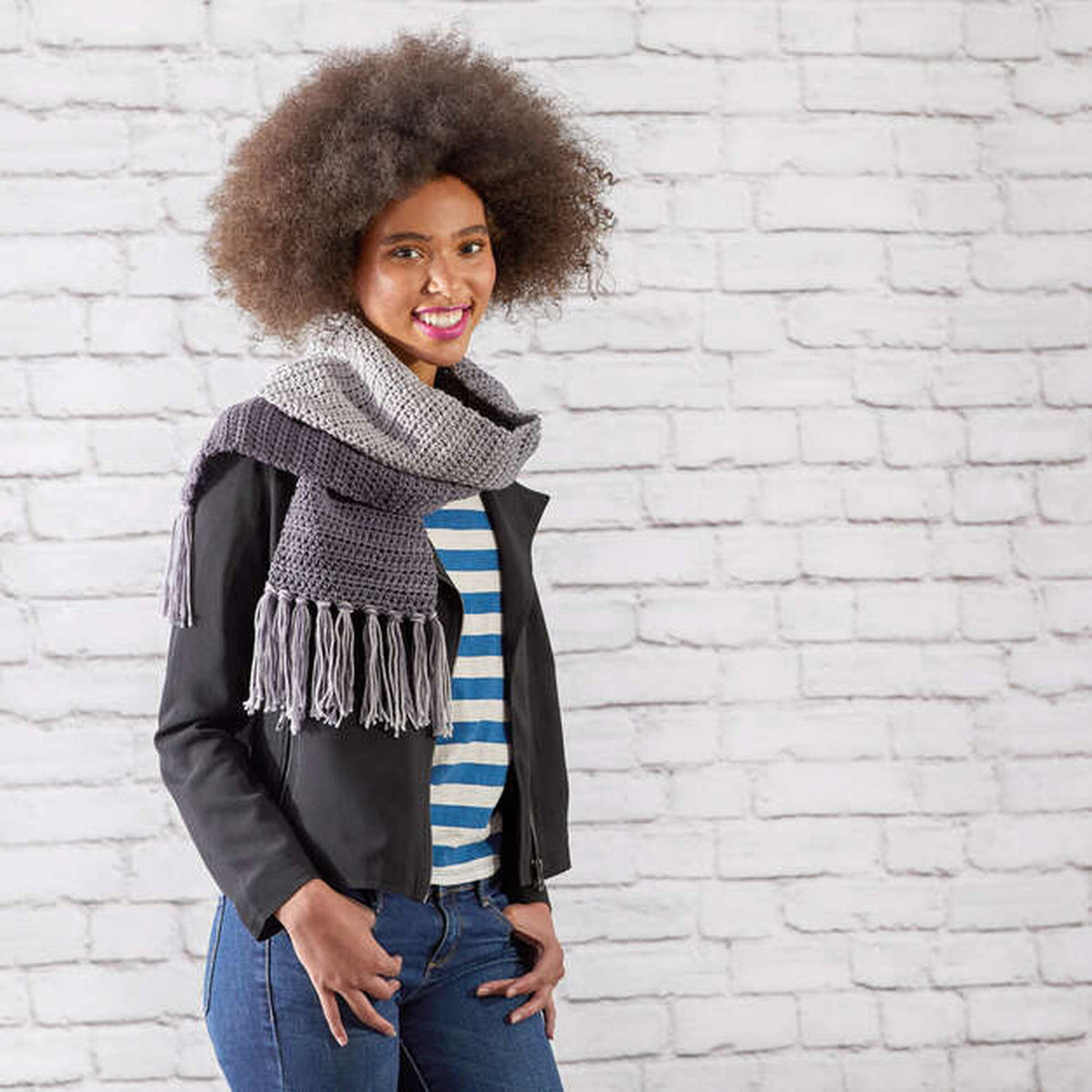 Crochet Scarf made in Red Heart Super Saver Ombre Yarn