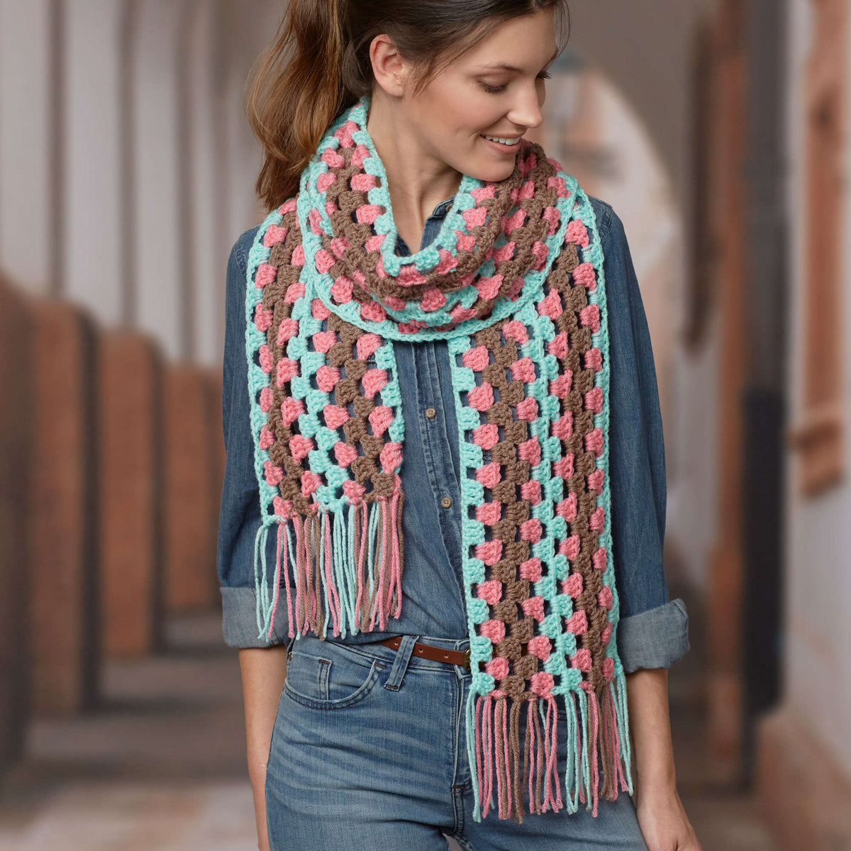 Crochet Scarf made in Red Heart Super Saver Yarn